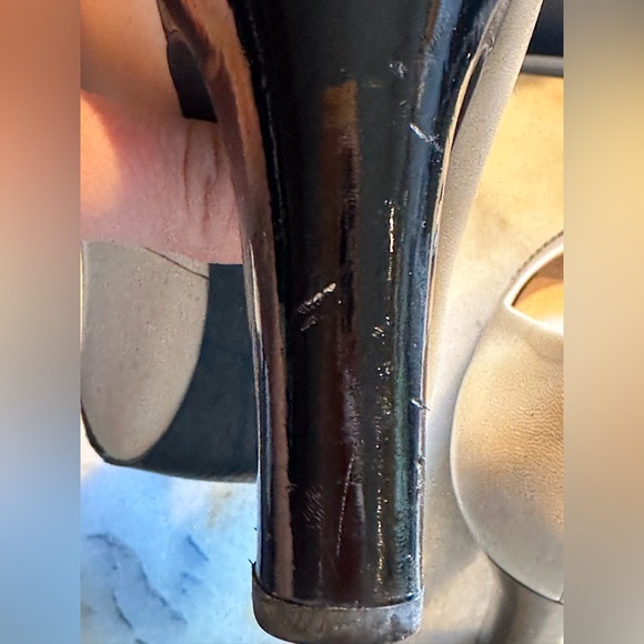 Franco Sarto Black & Cream Peep Toe Cone Thick High Heels SZ 6 Has few f… - Picture 12 of 13